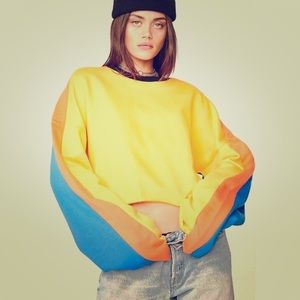UO Ragged Priest Sunset Colorblock Cropped Sweater